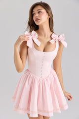 pink stretch cotton mini dress