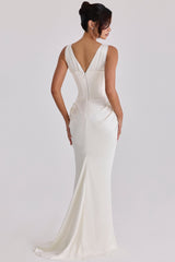 ivory satin corset bridal gown