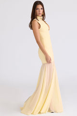 butter yellow keyhole maxi dress
