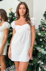 Joey White Puff Sleeve Mini Dress