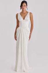 ivory satin corset bridal gown