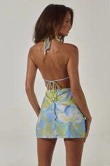 EILISH HALTER MINI DRESS - LANA GREEN