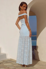 SHAYLA OFF SHOULDER MAXI DRESS - BLUEBELL