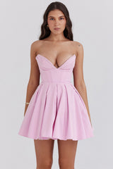 cotton candy twill strapless mini dress