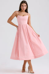rose pink cotton corset sundress