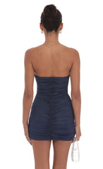 Foiled Corset Bodycon Dress in Navy