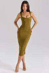 olive midi bandage dress