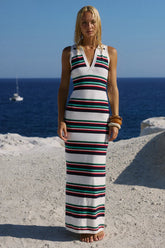 EMRYN HALTER KNIT MAXI DRESS - MULTI STRIPE