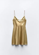 Gold Slip Mini Dress
