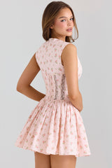 pink stretch cotton floral print mini dress