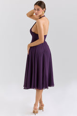 grape georgette halter sundress