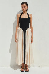 SAMMI MIDI DRESS - BLACK/CREAM