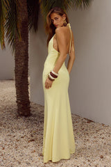 HALSTON HALTER MAXI DRESS - LEMON