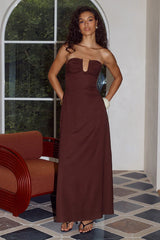 MARTHA STRAPLESS MAXI DRESS - CHOCOLATE