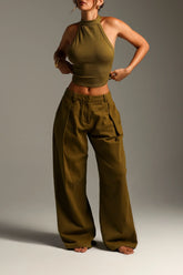 Sheveta The Meridian Wide-Leg Trousers - Olive Oil