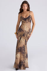leopard print georgette panelled maxi dress - limited edition
