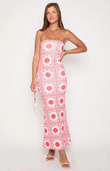 Arizona Red Tile Print Maxi Dress