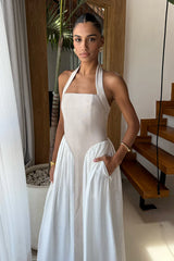 SAMMI MIDI DRESS - SAND/WHITE