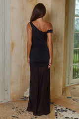 STEPHANIE ONE SHOULDER MAXI DRESS - BLACK