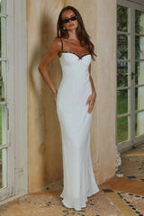 CHARLOTTE BUSTIER SLIP MAXI DRESS - IVORY/BLACK POLKA