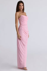 pink quartz georgette strapless gown