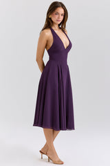 grape georgette halter sundress