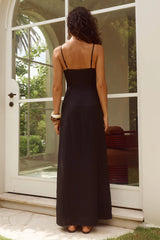 UNITY LOW PLUNGE MAXI DRESS - BLACK