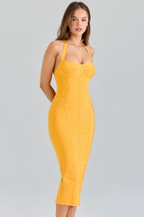 orange sherbet midi bandage dress