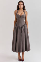 smoke halter midi dress