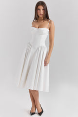 white corset midi dress