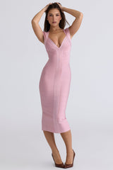baby pink bandage midi dress
