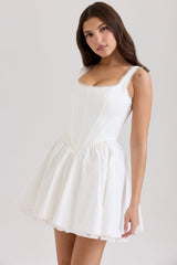 white stretch cotton mini dress