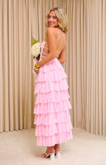 Georgie Pink Ruffle Prom Dress