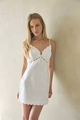 Paulina Scallop Linen Mini Dress