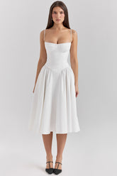 white corset midi dress