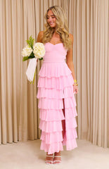 Georgie Pink Ruffle Prom Dress