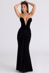 black velvet deep plunge maxi gown - limited edition
