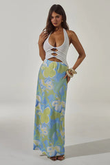 KEAGAN CUTOUT KNIT MAXI DRESS - WHITE/LANA GREEN