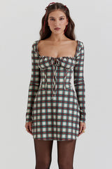 red tartan corset mini dress