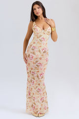 honeyflower print maxi dress