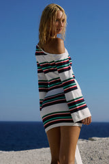 EMRYN ONE SHOULDER KNIT MINI DRESS - MULTI STRIPE