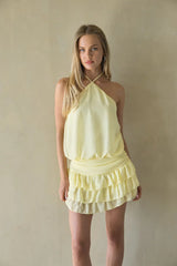 Maxine Chiffon Ruffle Mini Romper Dress