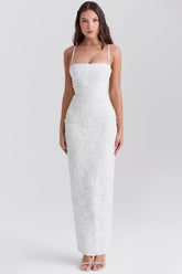 white floral lace maxi dress