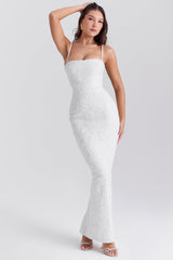 white floral lace maxi dress