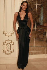 black satin hourglass maxi dress - limited edition