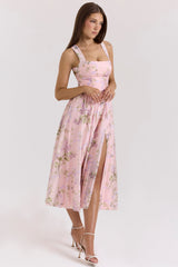 pink floaty chiffon midi sundress