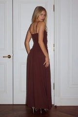 SOL RUCHED MAXI DRESS - ESPRESSO