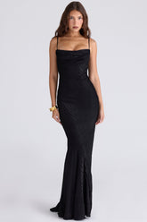 black devorΓ© satin maxi gown - limited edition