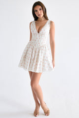 rose print mini dress