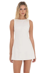 High Neck Dress in White